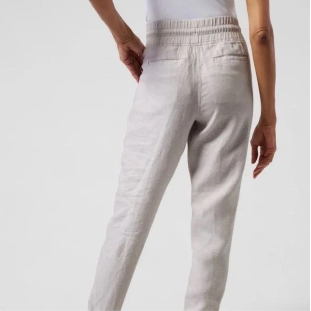 Athleta Leopard Print Cabo Linen Jogger Pants Cream/Tan Size 6 - Picture 4 of 15